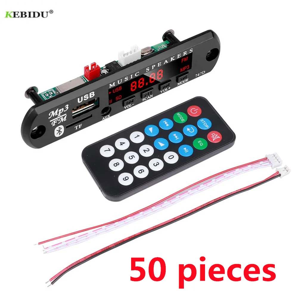 

50 pieces/lot Bluetooth V5.0 Radio 9V 12V Wireless audio Receiver Car Kit USB 3.5MM AUX FM Module Mp3 Player Decoder Board