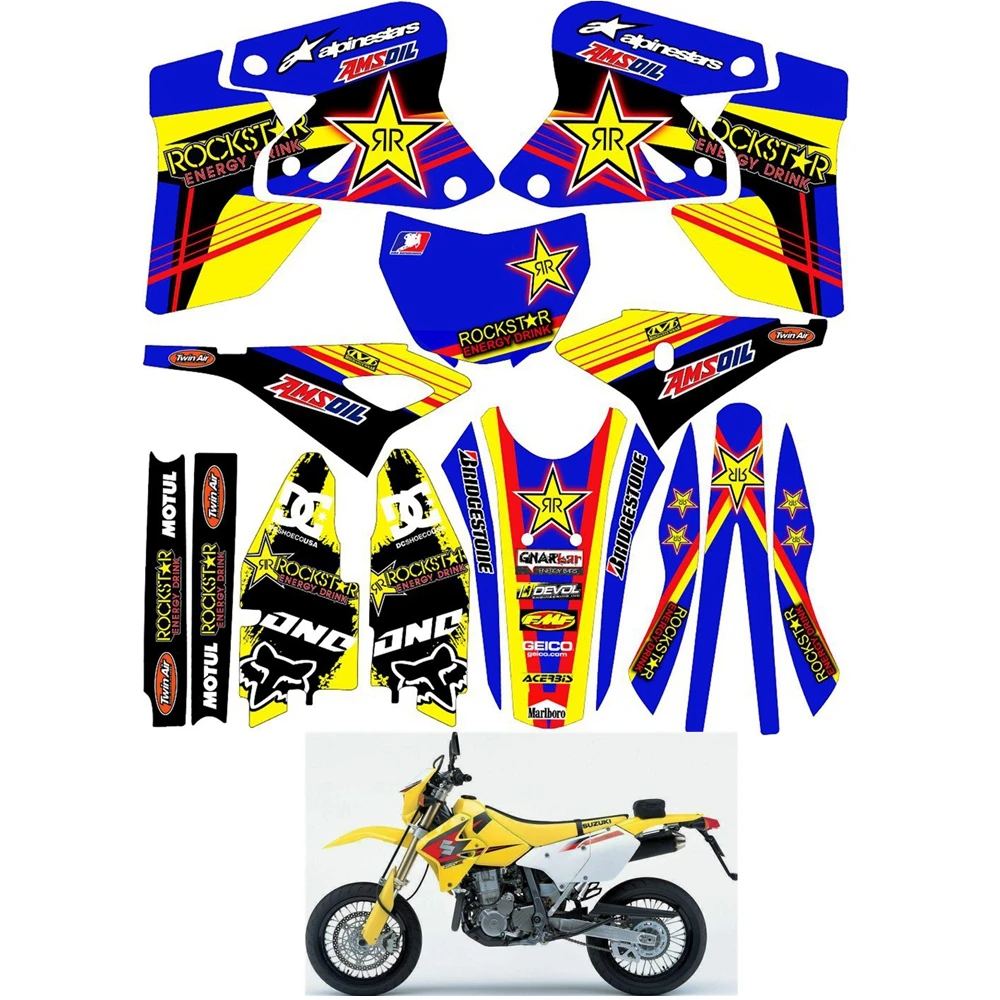

For SUZUKI DRZ400SM Graphics Decals Stickers Custom Number Name 3M Full Motorcycle Backgrounds Stickers Accessories