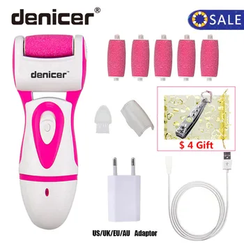

Denicer Pedicure Heel File Electric Foot File Callus Remover File for Feet Pedicure Remover+5 roller heads With a Nail Clipper
