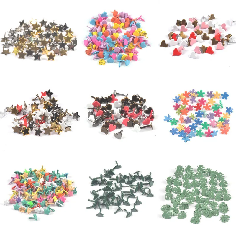 Colorful Star Heart Metal Brads DIY Crafts Scrapbooking Embellishment Fastener Handwork Decoration Accessories