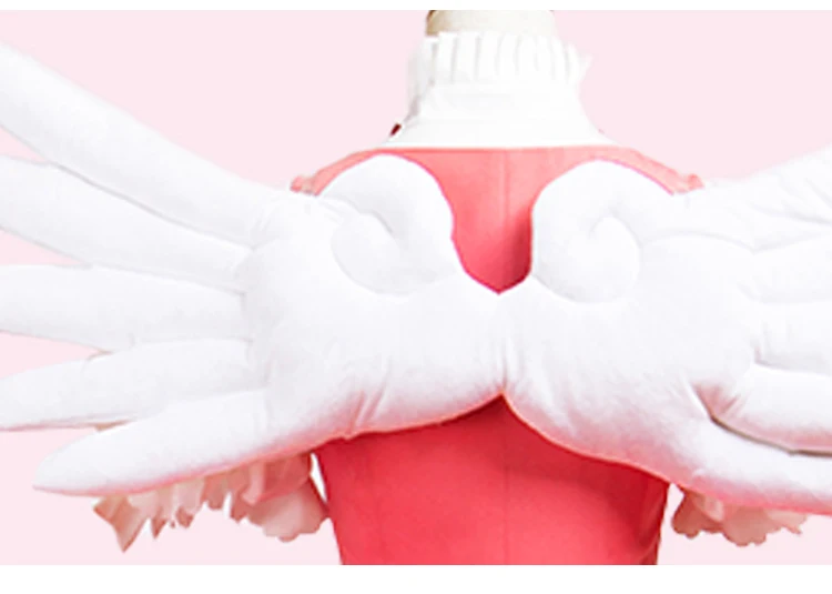 Cardcaptor Sakura Cosplay Kostüm Kinomoto Sakura Rosa Kleid mit Flügeln Karneval Halloween Frauen 8
