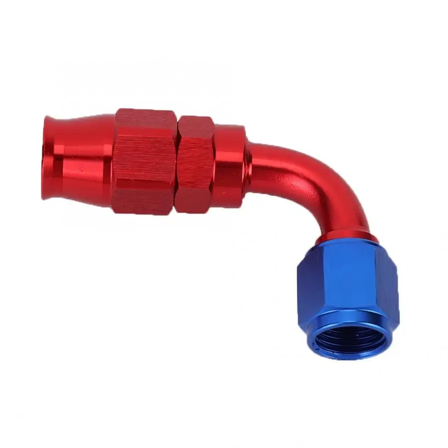 AN6 поворотный PTFE концевой фитинг шланга прямой 45 90 180 градусов для нефтяной топливной линии многоразовые концы шланга - Цвет: 90