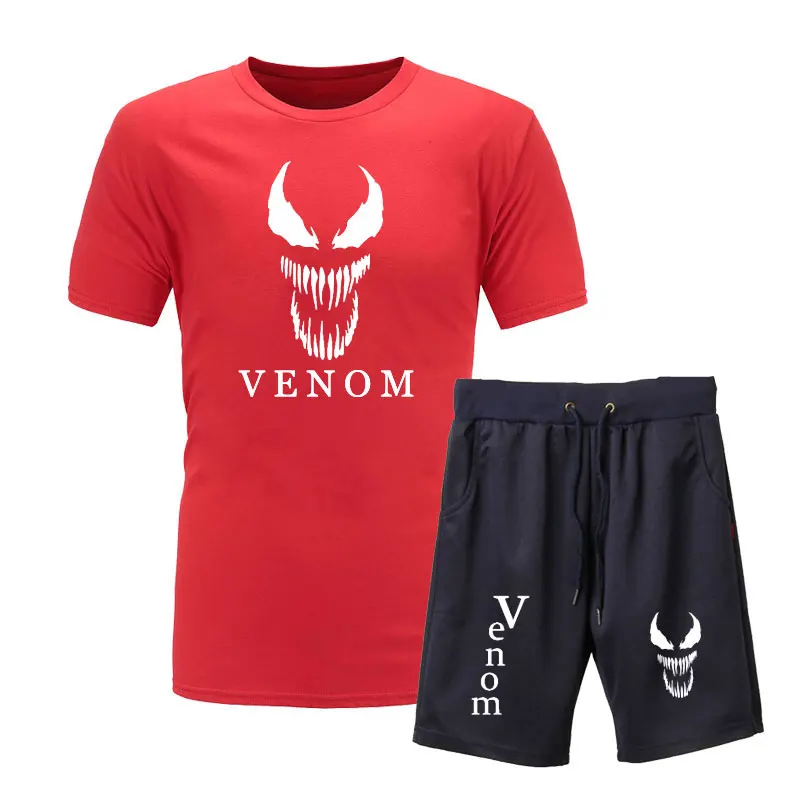 Летний популярный мужской комплект Venom футболки+ шорты хлопок короткий рукав повседневные мужские футболки venom мужской костюм из двух частей размера плюс S-XX