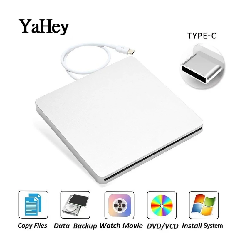 YaHey Тип C USB 3 1 внешний слот в нагрузке CD DVD RW оптический привод горелки Rewriter для Apple