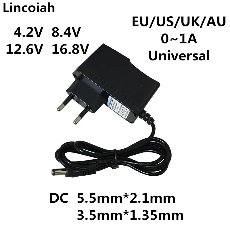 Lincoiah 4 2 V 8 12 6 16 1A 1000MA AC/DC адаптер питания Вольт зарядное устройство для 18650 литиевая