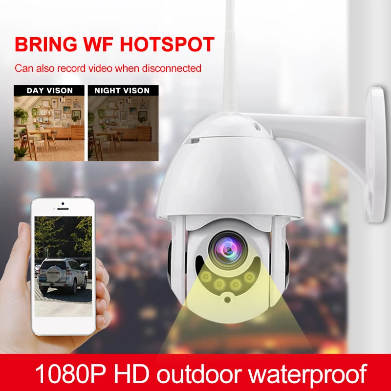IP66 видеокамера с Wi-Fi Обнаружение движения домашняя съемка PTZ 2.0MP 1080p Full HD ONVIF IOS Android фотография
