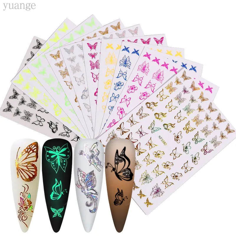 

New Mixed Color Simulation Butterfly Nail Sticker Nail Sticker Laser Nail Butterfly Sticker Set