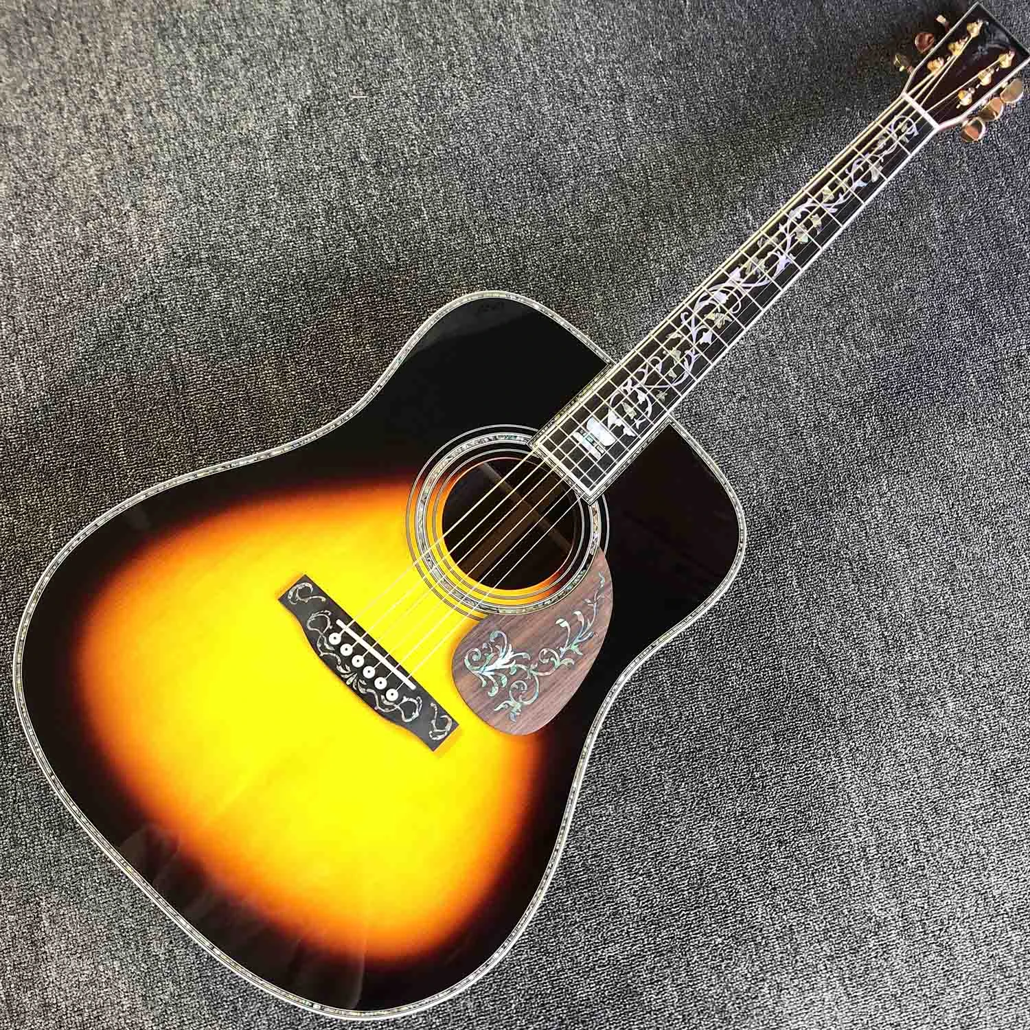 Custom Solid Spruce Top Rosewood Fingerboard Life Tree Inlay Acoustic Guitar In Sunburst Guitar Aliexpress
