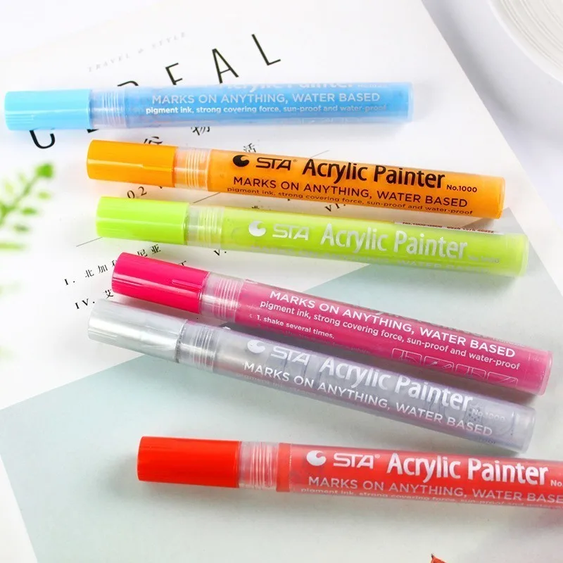 Цветные водонепроницаемые маркеры с круглым носком, перманентные маркеры для рисования, ручки с граффити, офисные школьные канцелярские принадлежности 04313