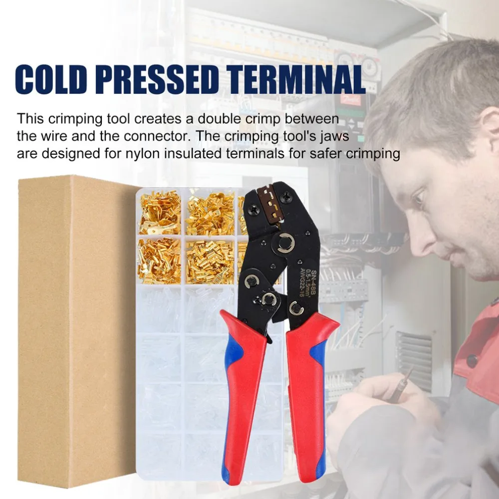 New 600Pcs Cold-Press Terminal Crimping Pliers Wire Stripper Terminal Clamp Crimping Pliers Inserted Spring Pin Pliers Set