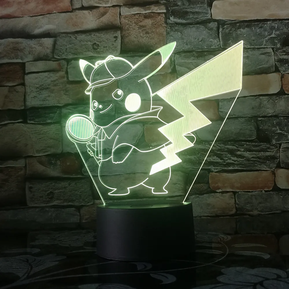Покемон Мьюту Go фигурка 3D RGB лампа Пикачу Eevee черепаха птица Огненный Дракон Pokeball мяч Bulbasaur Bay Role 3D светодиодный светильник - Испускаемый цвет: 7 Colors Changeable