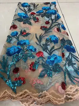 

Latest Evening Dress Material French Tulle Net Lace Fabric With Sequins For Dress JNZ421(5Yards/Lot)