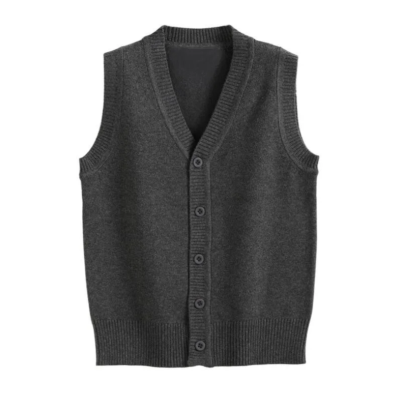 3-16 Years School Teenager Boys Girls Sweater Vest Children Waistcoats Baby Toddler Solid Sweater Cardigan Kids Knitted