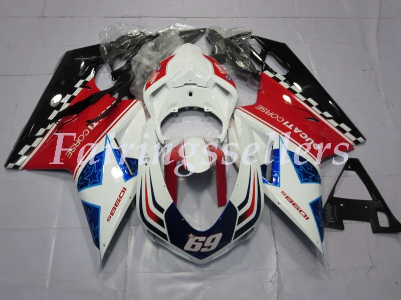 

New ABS Injection Bodywork Full Fairings kits Fit For Ducati 1098 848 1198 2007 2008 2009 2010 2011 2012 Fairings Red White Air