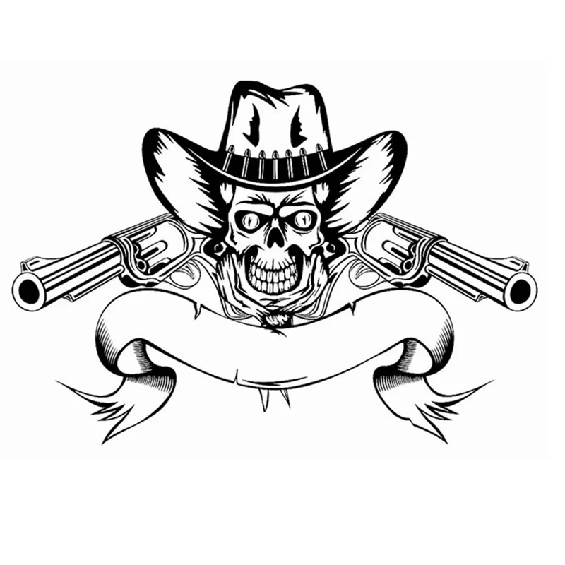 DCTAL Skull Halloween Cowboy Pistol Sticker Punk Death Decal Horror Halloween Devil Poster Car Window Art Wall Decals Decor