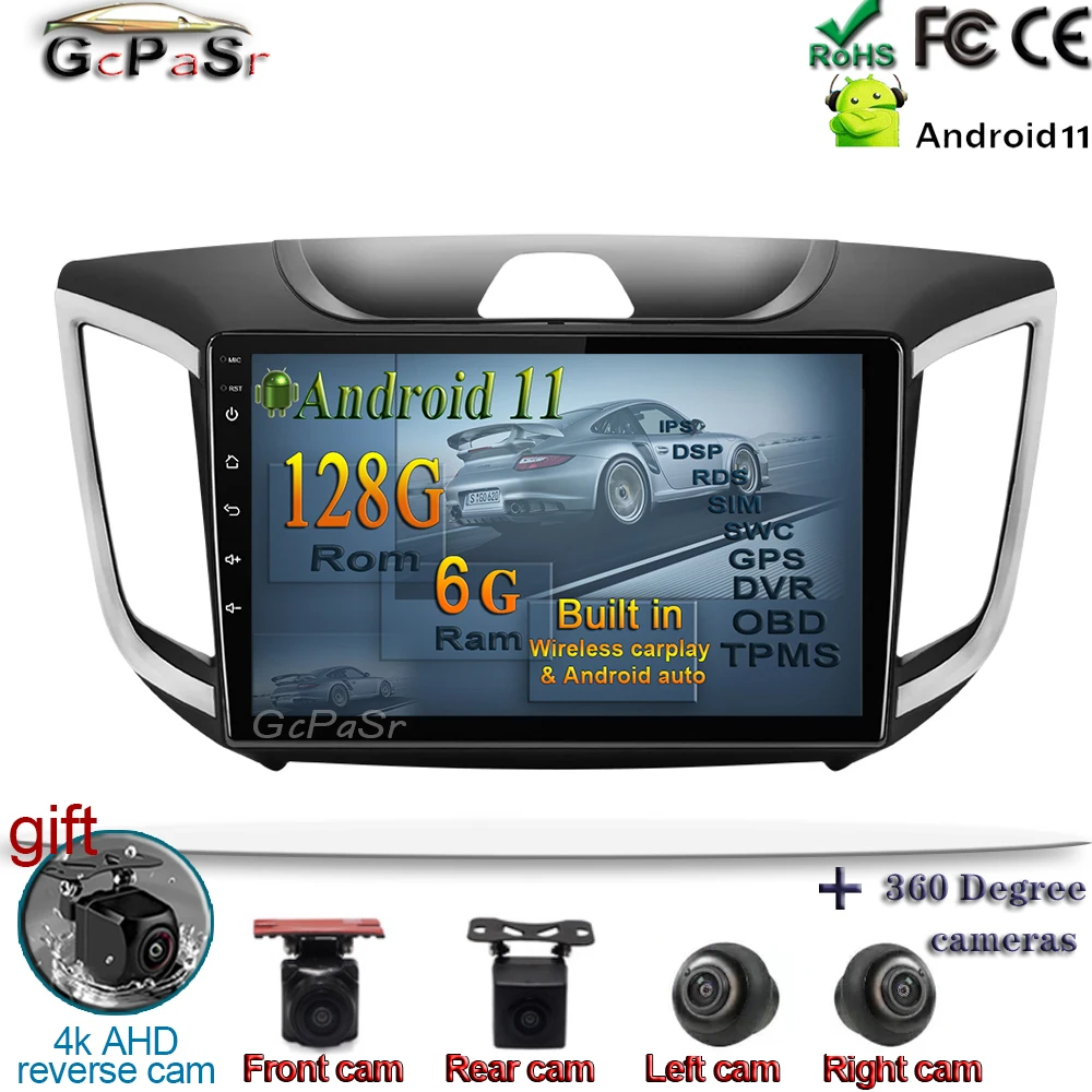 Android11 6G + 128G автомобильный радионавигатор мультимедийный плеер для Hyundai Creta ix25
