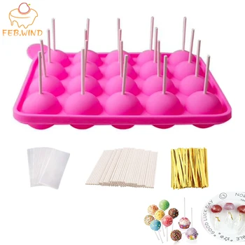 

Hard Candy/Chocolate Round Lollipop Mold Set Include 100Pcs Cake Ball Sticks/Treat Bag/Twist Ties Silicone Sucker Mold/Mould 148