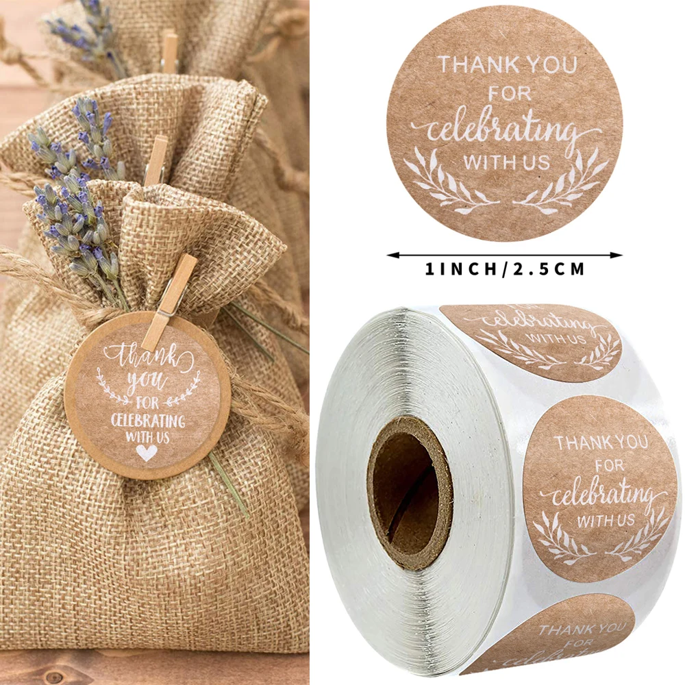 Крафт Спасибо за празднование с нами наклейки этикетки для печати на новый год