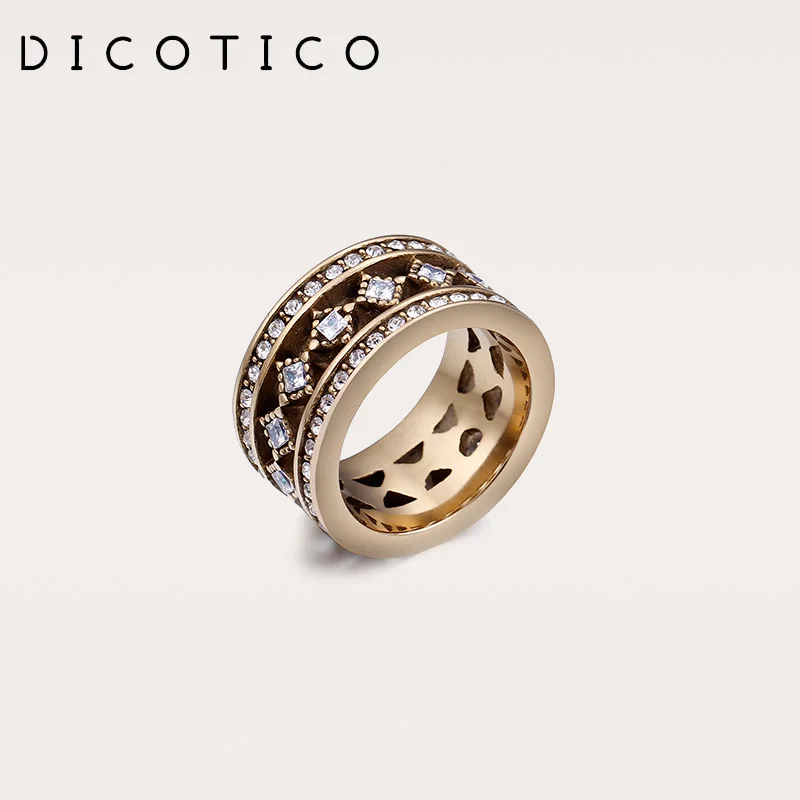 Bohemia Square Zircon Charm Rings for Women Gold Plated Stainless Steel Wedding Bands Anillos Mujer Fashion Anel Jewelry | Украшения и