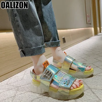 

Summer Women Fashion Peep Toe Casual Thick Sole Slingback Buckle Wakling Slingback Students Sandals Height Increasing Shoes R150