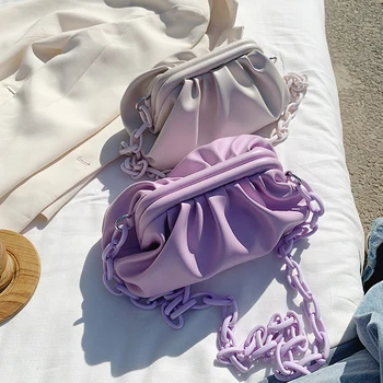 

Women Cloud Clutch Bag Luxury Designer New Thick Chain Pleated Dumpling Shoulder Messenger Bag Small Cute Lady Crossbody Handbag