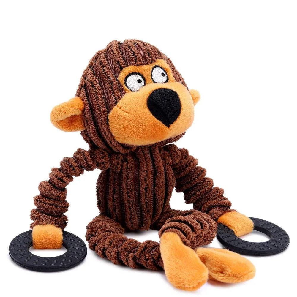 

Plush Pet Dog Toys Puppy Chew Cleaning Teeth Toy Wolf Toys Stuffed Squeaky Animals Rabbit Honking Training Squirrel Pet Supplies