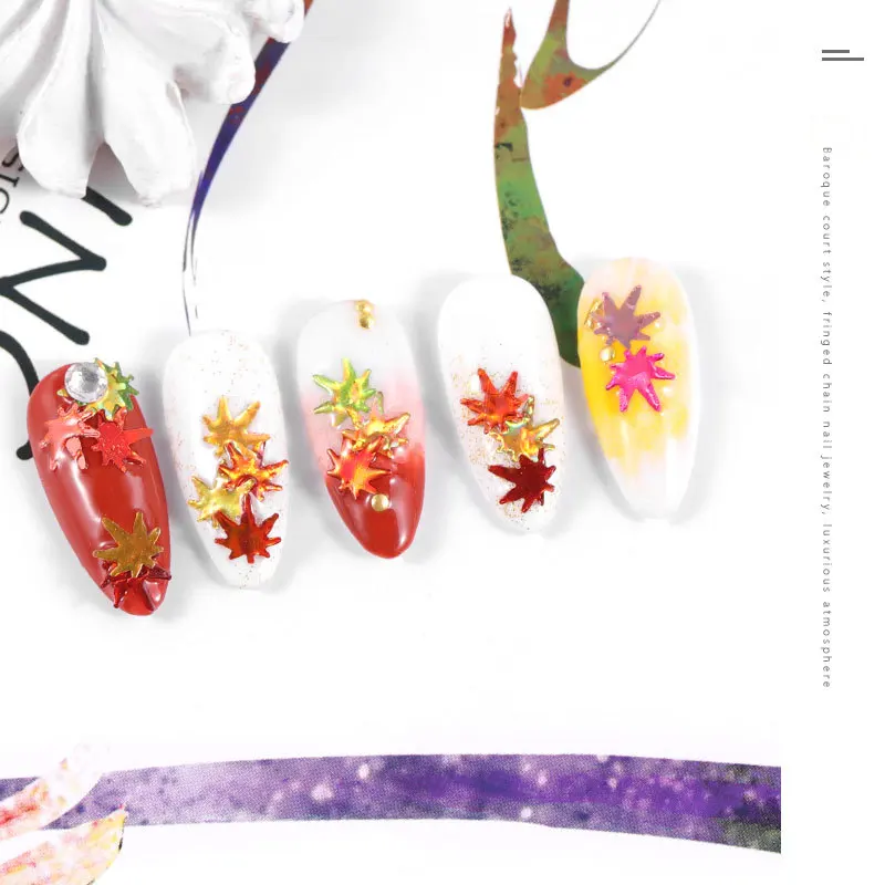 Новинка, 1 набор, 12 цветов, осенние листья, форма ногтей, блесток, кленовый лист, блеск для ногтей, 3D дизайн ногтей, украшения, аксессуары для самостоятельного маникюра