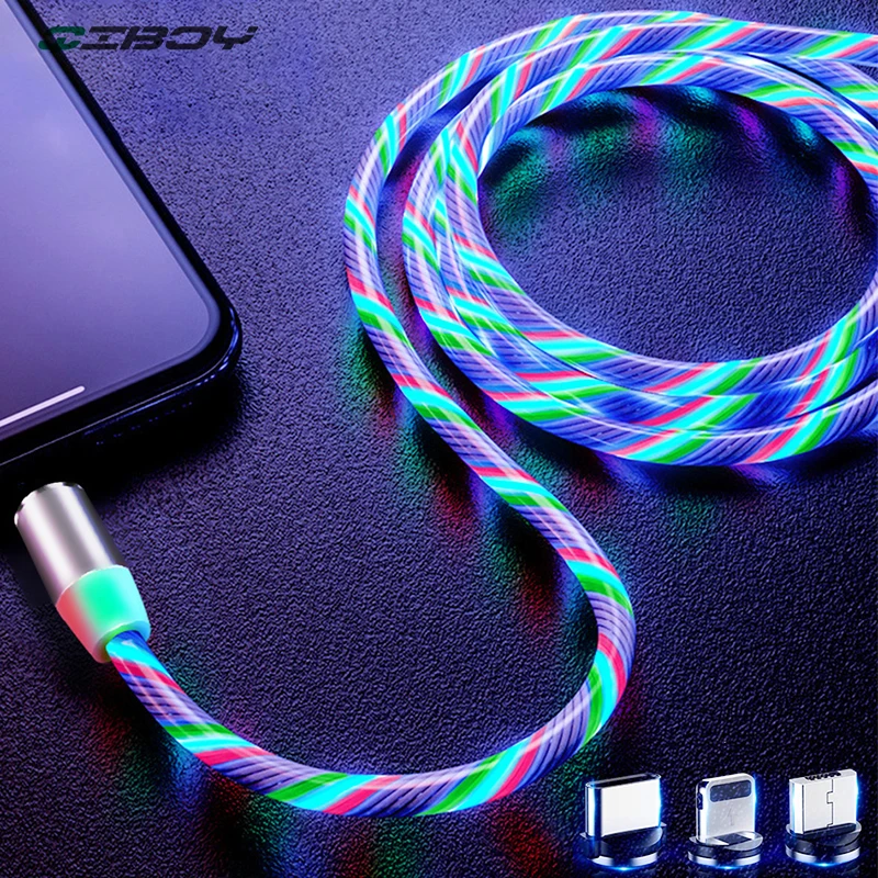 Магнитный USB кабель со светодиодной подсветкой Быстрая зарядка Micro usb type C зарядное устройство для iPhone Xs huawei samsung Xiaomi USB телефон зарядный провод