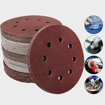 

100Pcs/set Sanding Discs Round 8 Hole Buffing Sheet Sandpaper Workshop Equipment