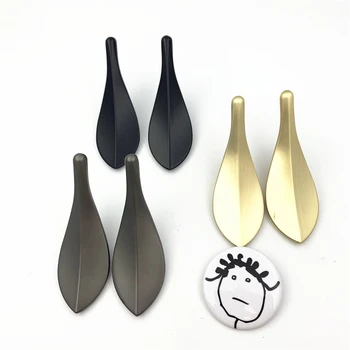 

LCH Nordic Style Brass Color Matte Black Pearl Grey Gold Leaf shaped hole pitch 32mm Cabinet Knob Door Pull Furniture Handles