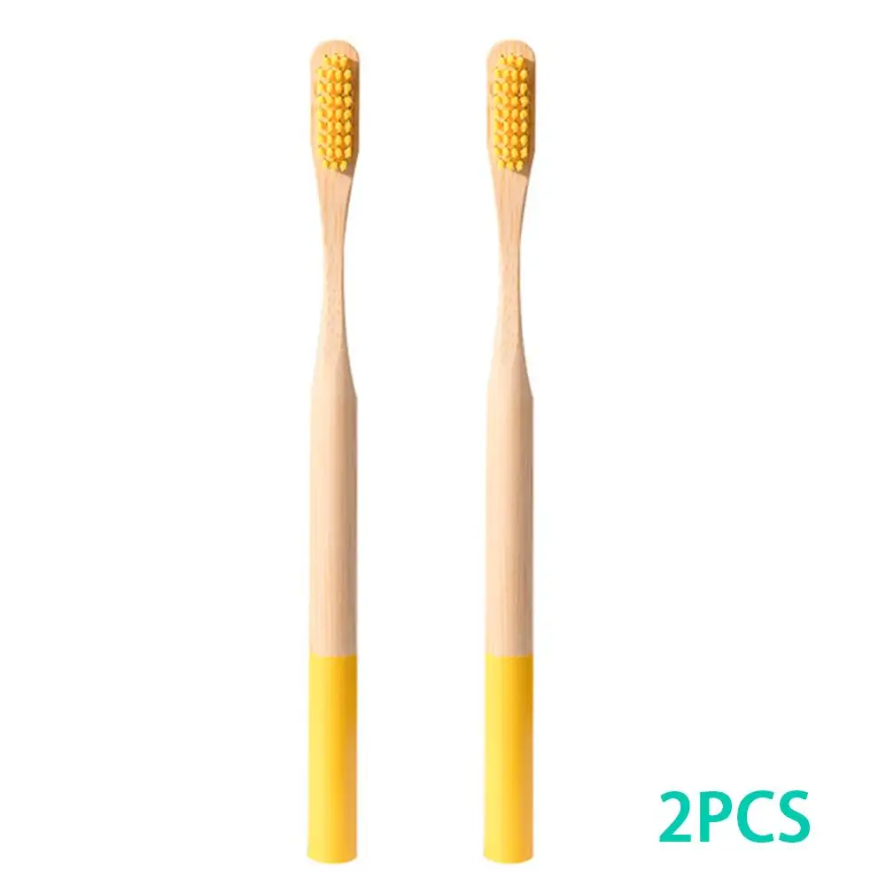 2pack Colorful Environment-friendly Bamboo Toothbrush Oral Care Bamboo Handle Soft Bristles Tooth brush Whitening Toothbrush - Цвет: yellow