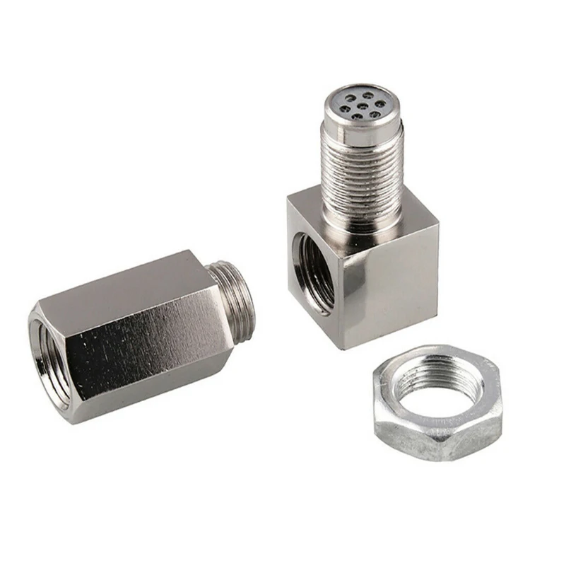 Mini Catalytic Converter 90 Degree CEL Check Engine Light O2 Oxygen Sensor Spacer Adapter Universal 2