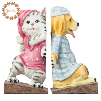 

Animal Door Stops Dog And Cat Door Ends Bookends Ornament Environmental Protection Resin Hand-painted Creative Gift