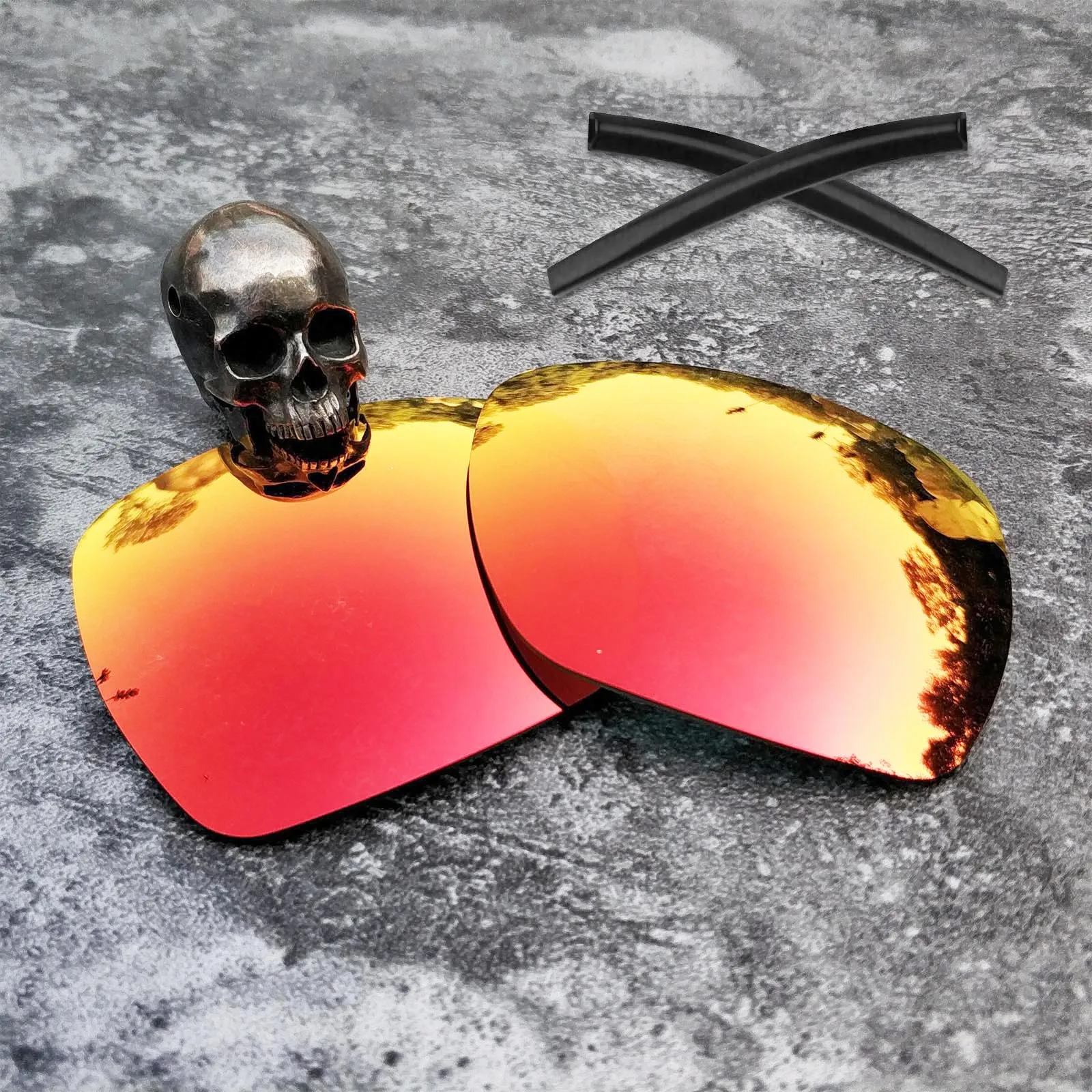 Orange Red-Black ES Firtox настоящие поляризованные улучшенные Сменные линзы и черные носки с ушками для солнцезащитных очков-солнцезащитных очков оокли OO4061-несколько вариантов - Цвет линз: Orange Red-Black ES