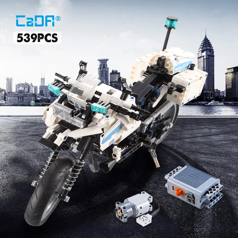

cada 539PCS City Police Patrol electric Motorcycle Building Blocks legoing military Technic SWAT WW2 series bricks toys for kids