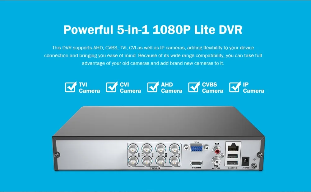 ANNKE 1080P 8CH домашняя видео система безопасности Lite H.264+ 5в1 1080N DVR 4X8X1080 P умный ИК Купол наружная защищенная от атмосферных воздействий cctv камера