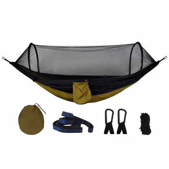 

Automatic speed open with mosquito net hammock Outdoor single double nylon parachute cloth camping mosquito hammock
