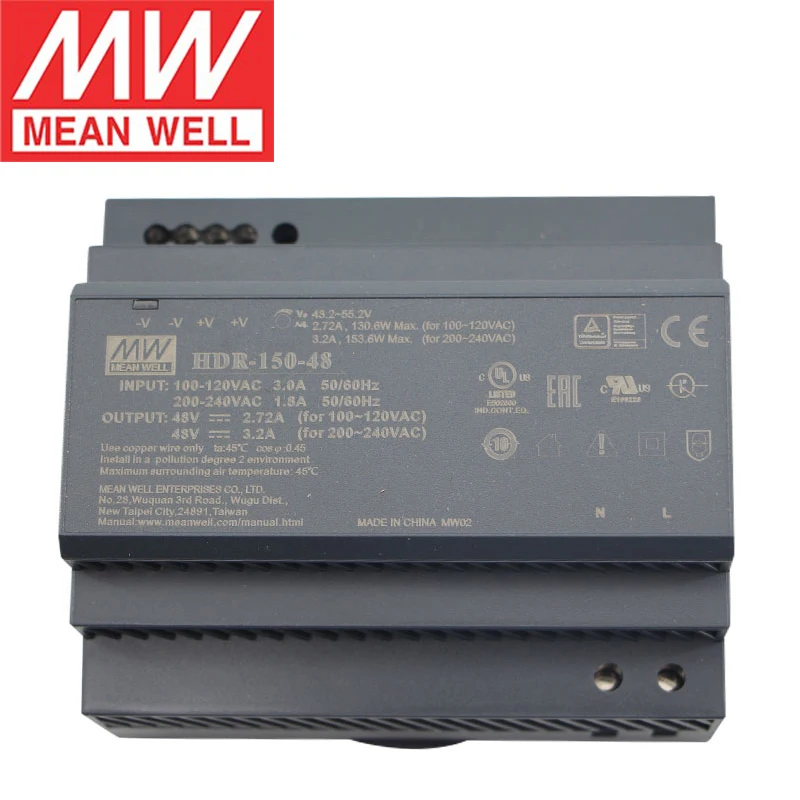 Бренд Mean Well представляет HDR-150-24 24V 6.25A 150W Высокое Качество meanwell DC ультра-тонкий