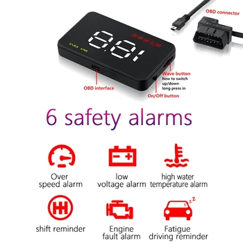 

Hot Digital car speedometer car car HUD head up display windshield project speedometer overspeed alarm voltage alarm A100 2018