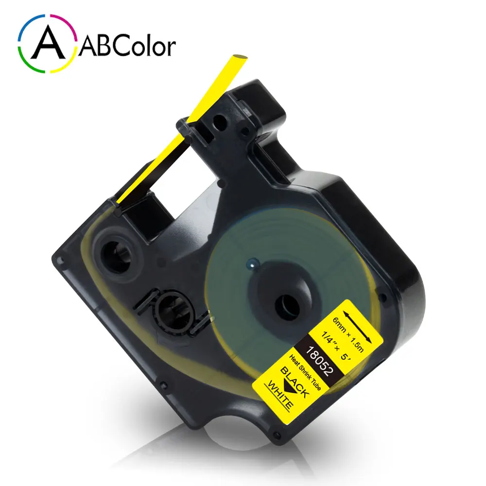 

6mm 18052 Rhino IND Heat Shrink Tube Industrial Tape Black on Yellow 18052 Tape For DYMO Rhino 4200 5200 5000 6000 Label Maker