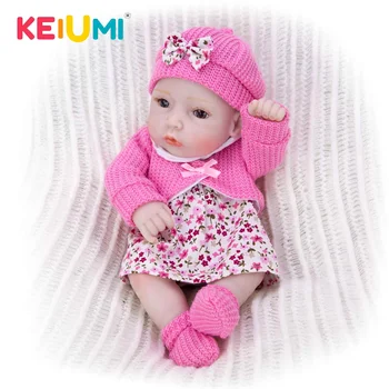 

KEIUMI 11 Inch Princess Girl Doll Handmade Full Silicone Vinyl Reborn Baby Dolls With Red Rose Clothes Set Kids Birthday Gift