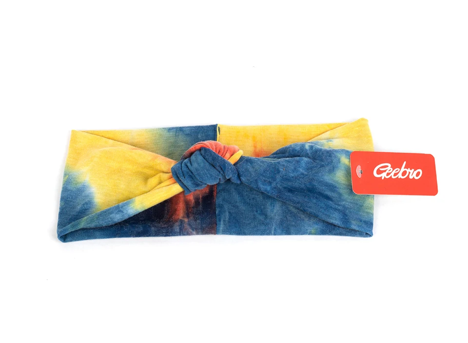 Geebro Tie Dye Bohemia Twist головной убор модная Женская эластичная резинка для волос женский бант завязанная широкая головная повязка тюрбан аксессуары AQ016
