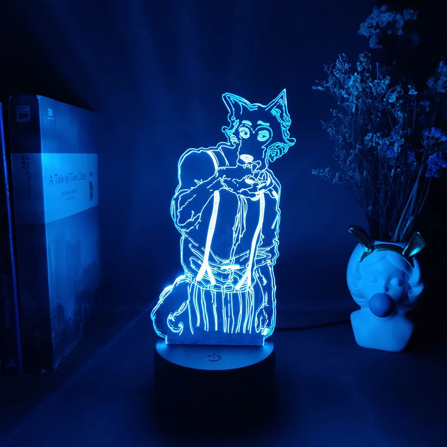 Beastars legoshi 3D Anime Light Acrylic Lamp Figure Legosi Cute Room Decoration 7 Color Changing Fans Art Lighting Collection
