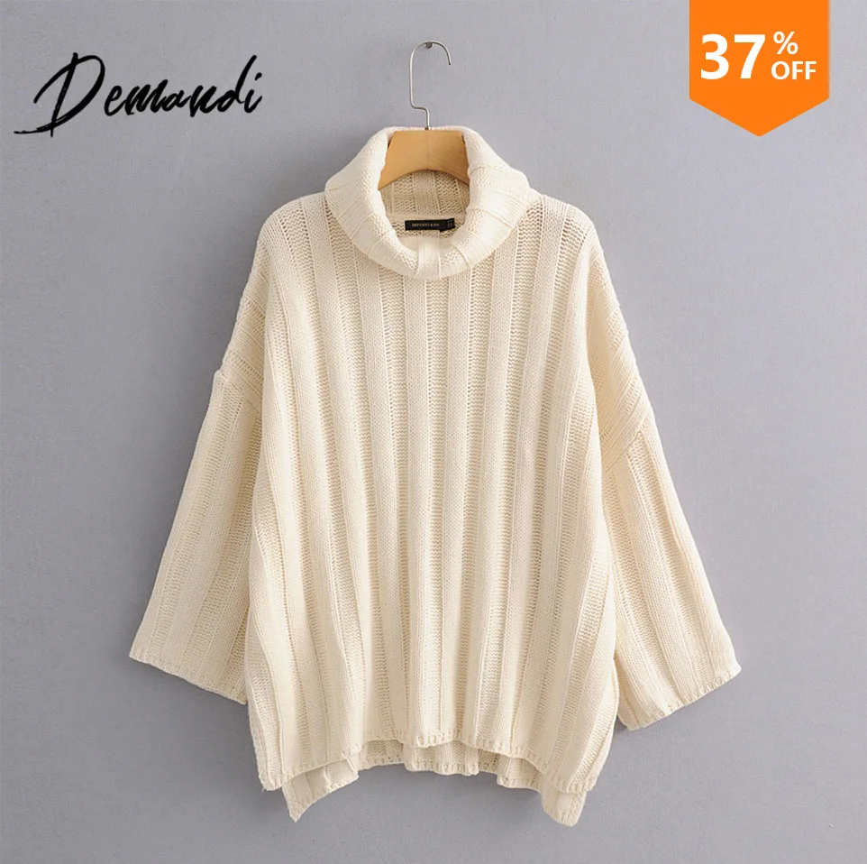 DEMANDI свитер женский Осень и зима новый стиль свободный досуг Высокий воротник