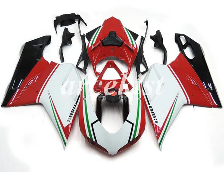 

Injection New ABS Full Fairings Kit Fit for DUCATI 848 evo 1098 1198 1098S 2007 2008 2009 2010 2011 2012 Body Set red white