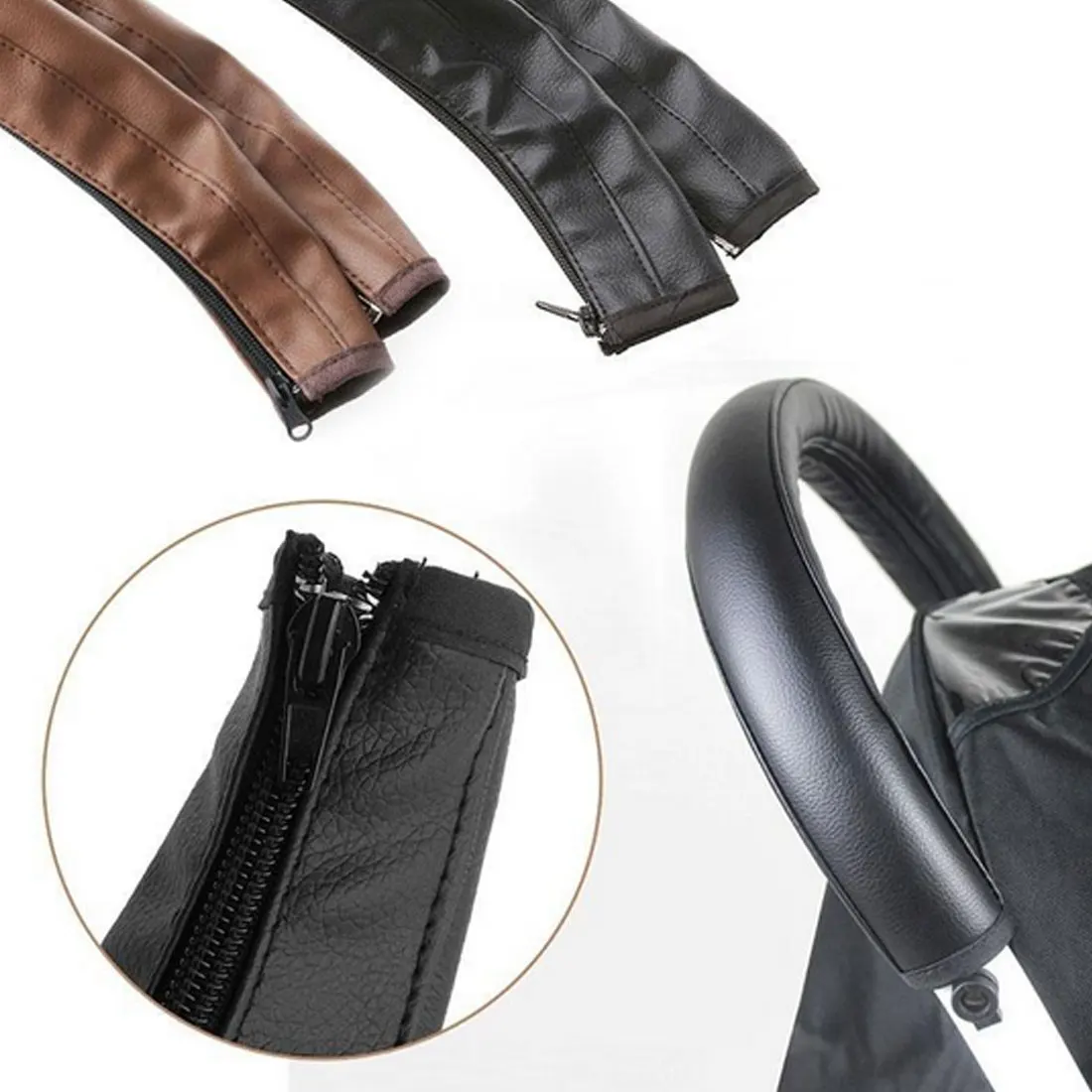 Baby Pram Handle PU Leather Pushchair Stroller Armrest Case Protective Cover For babyyoya yoya Pram Stroller Accessories