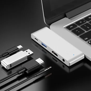 

4 in 1 Type C to USB-C 4K HDMI USB 3.0 3.5mm Audio Hub Adapter for iPad Pro Hot Sales