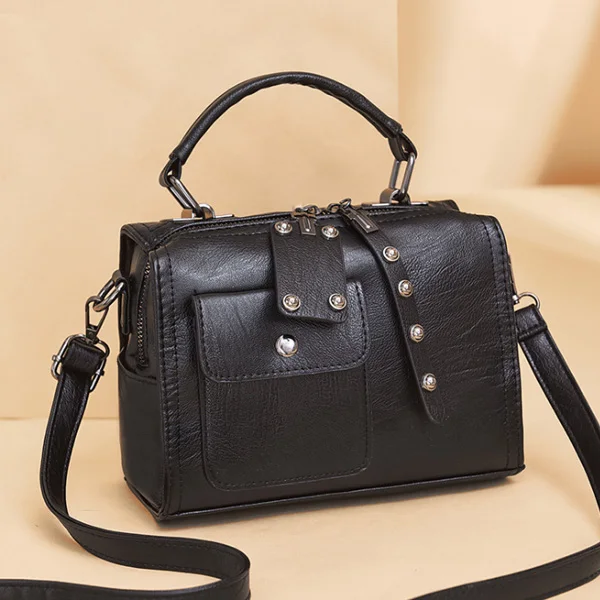 HJPHOEBAG, декорированная заклепками, сумка через плечо из искусственной кожи, сумки через плечо, простой стиль, модные женские сумки, универсальные сумки с подушками YC333 - Цвет: Black