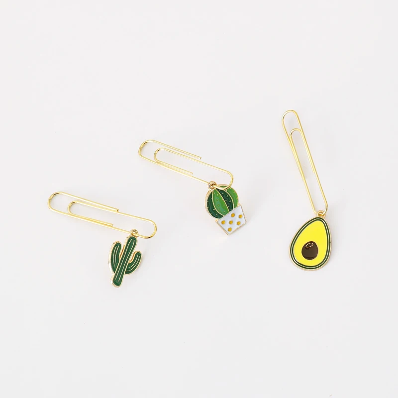 Creative 50mm Avocado, Cactus Paper Clips Metal Paper Clip Bookmark Stationery Escolar Papelaria Drop Shipping