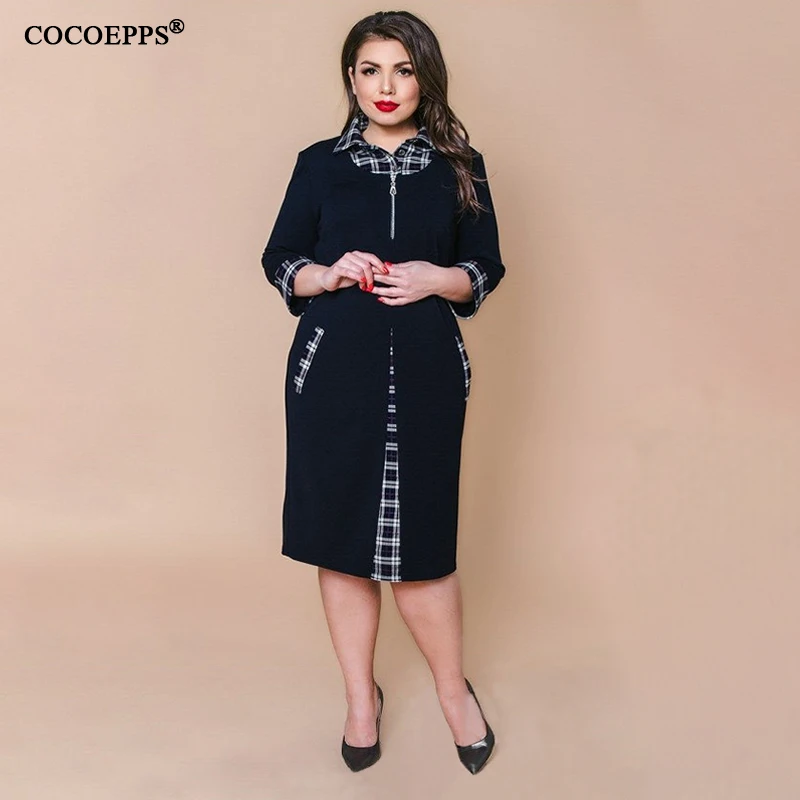 COCOEPPS, женское платье, плюс размер, клетчатое, зимнее, повседневное, для женщин, Осеннее, большой размер, для работы, для девушек, для офиса, большой размер, облегающее, вечерние, vestido